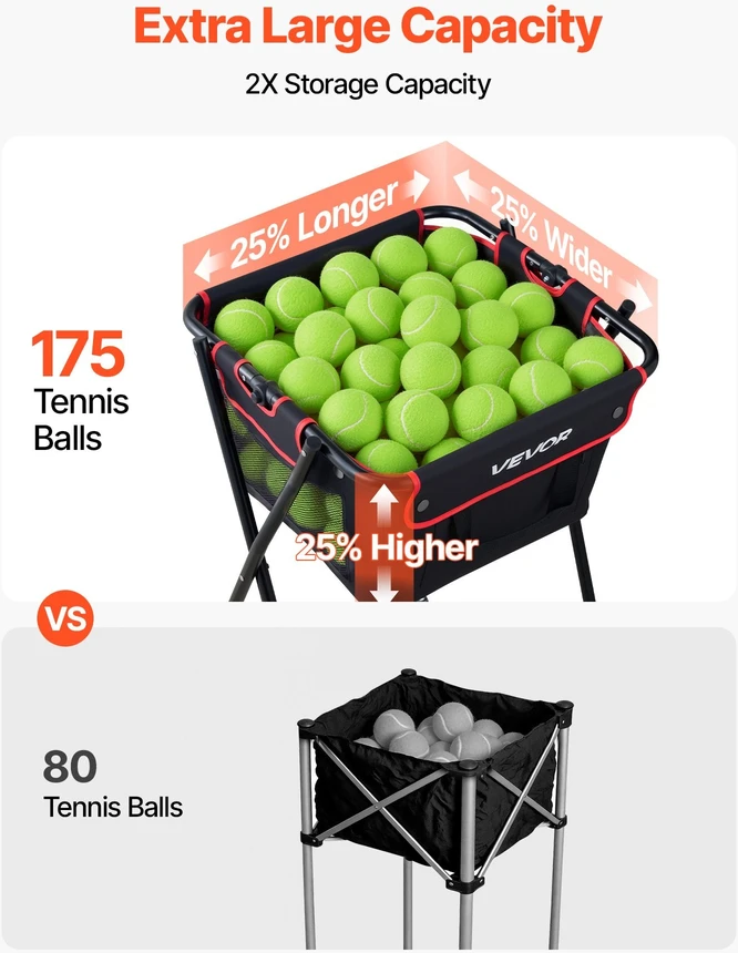 VEVOR Teniso kamuoliukų vežimėlis su ratais