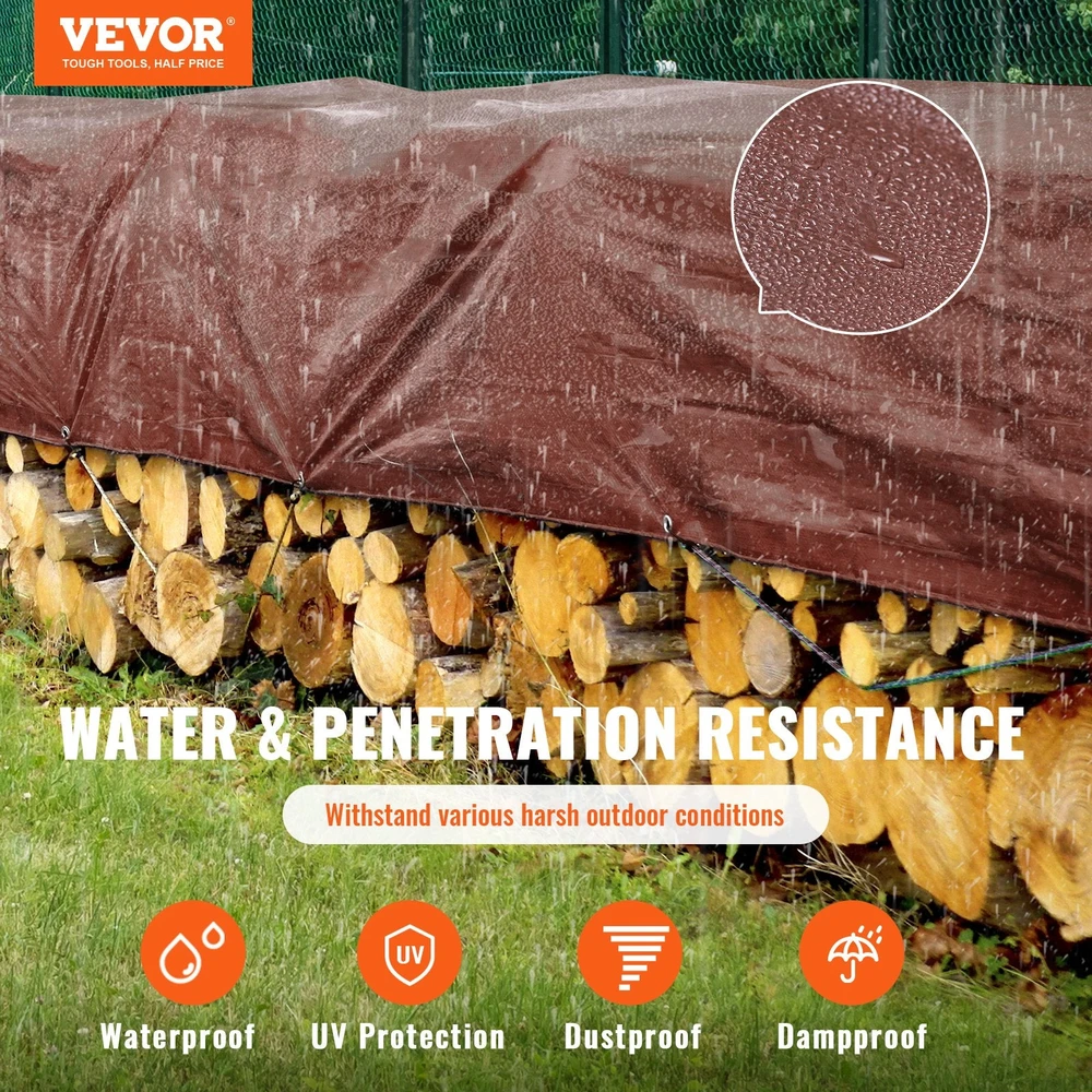 Vevor Polietileno brezentas 366x1220 cm rudas