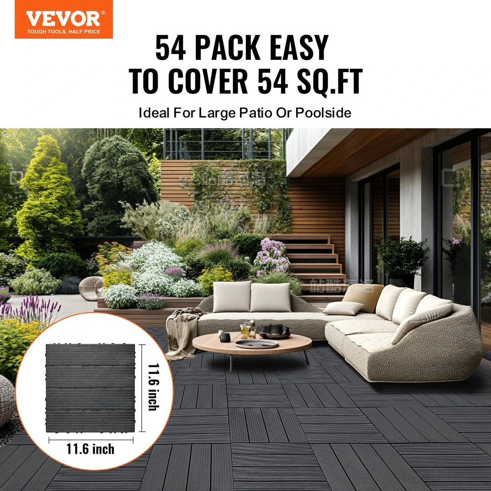 VEVOR Plastikinės terasa plytelės 54 vnt. 30x30 cm