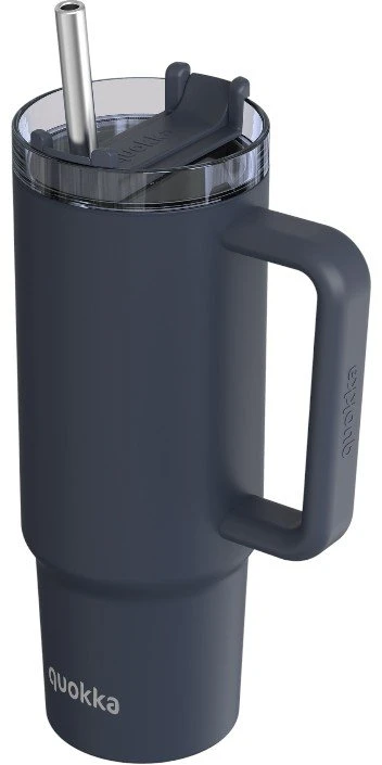„Quokka Stream“ – nerūdijančio plieno termo puodelis 950 ml su šiaudeliu (grafito spalvos)