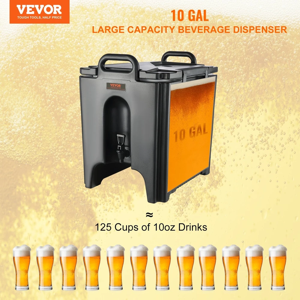 VEVOR Terminis gėrimų dozatorius, 37,6 L