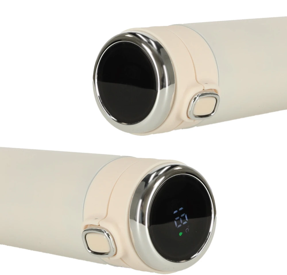 Kruzzel Termo puodelis - termosas 420ML su LED temperatūros indikatoriumi, rusvai gelsvas