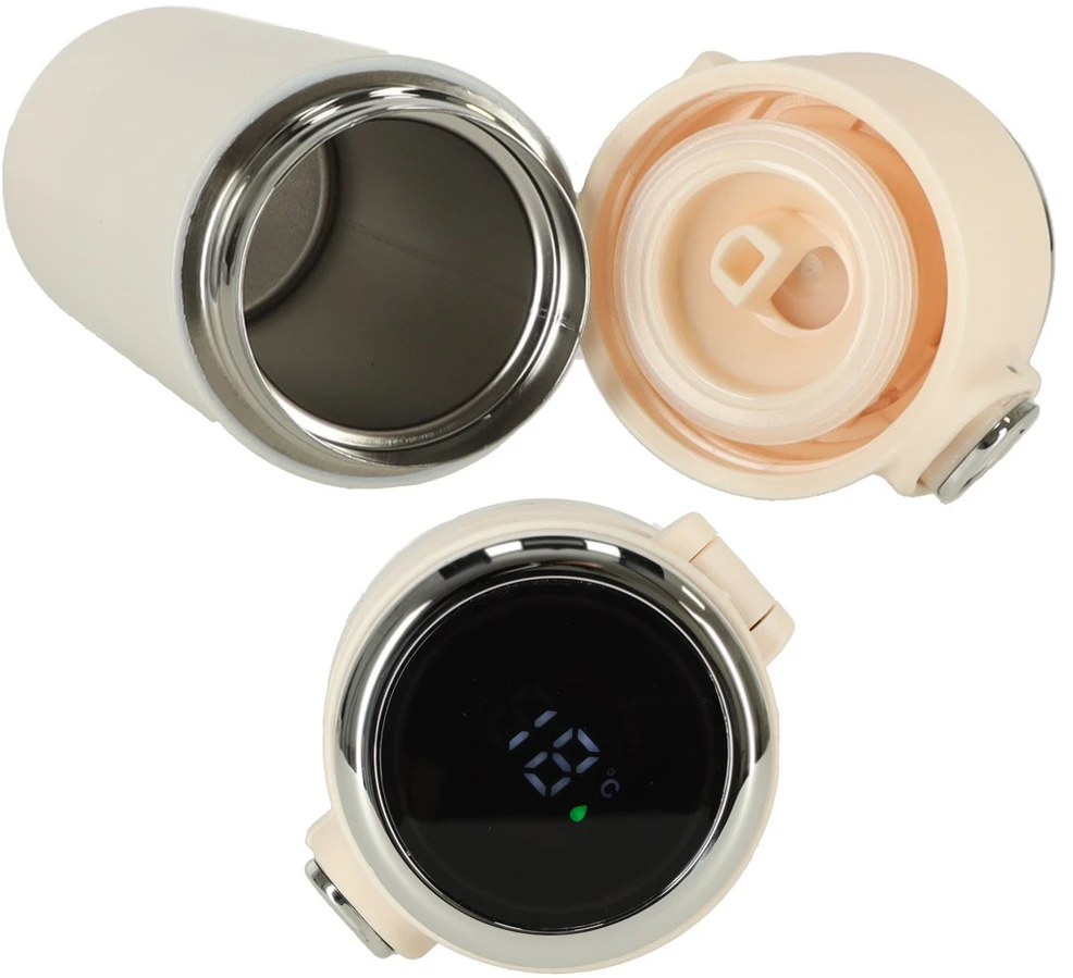 Kruzzel Termo puodelis - termosas 420ML su LED temperatūros indikatoriumi, rusvai gelsvas