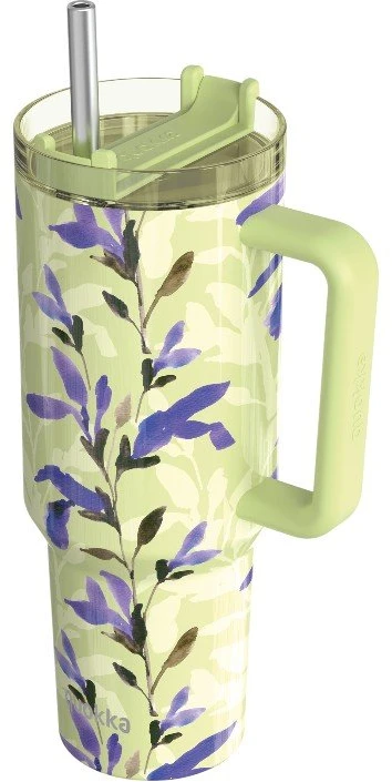 „Quokka Stream“ – nerūdijančio plieno termo puodelis 1200 ml su šiaudeliu (matcha)