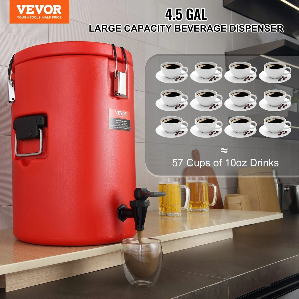 VEVOR Nerūdijančio plieno gėrimų dispenseris, 17,2 l