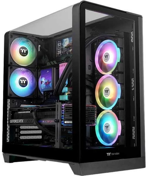 „Thermaltake View 390 TG“, bokšto tipo korpusas – juodas, grūdintas stiklas x 2