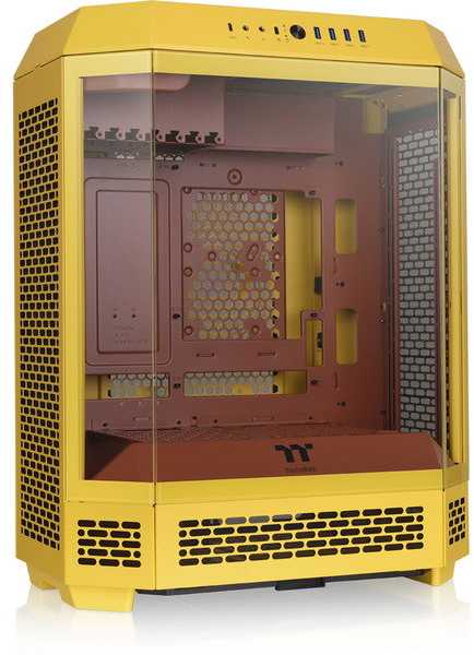 „Thermaltake View 600 TG Butter Caramel“, didelis bokšto formos korpusas – geltonas, grūdintas stiklas