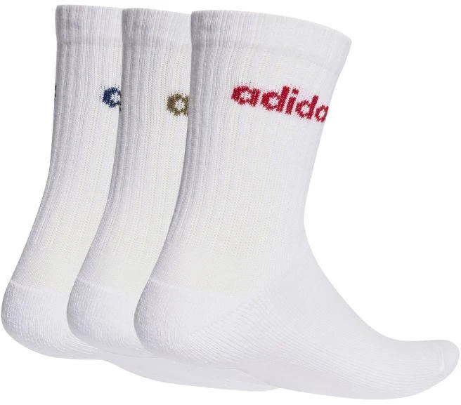 Tiesinės vidutinio ilgio paminkštintos kojinės, 3 poros, baltos adidas KD1716