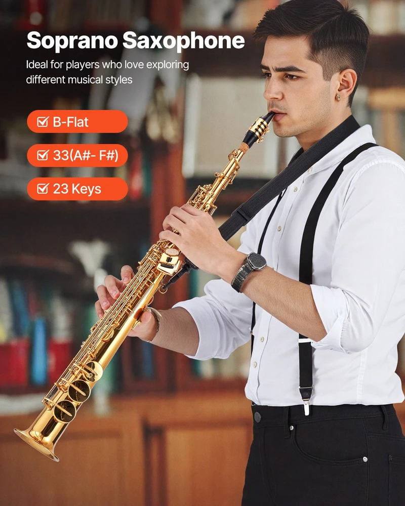 VEVOR Auksinis tiesus sopraninis saksofonas B flat