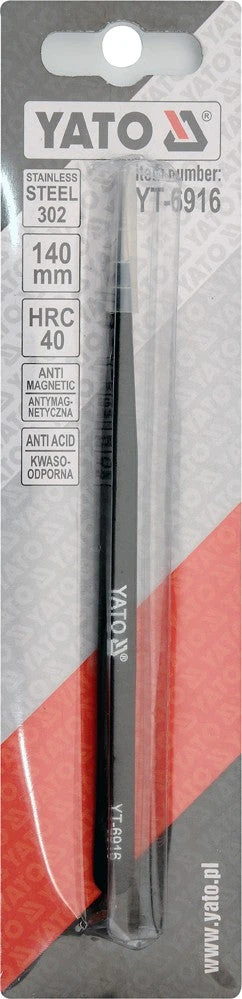 YATO tiesus antistatinis pincetas 140 mm su danga 6916