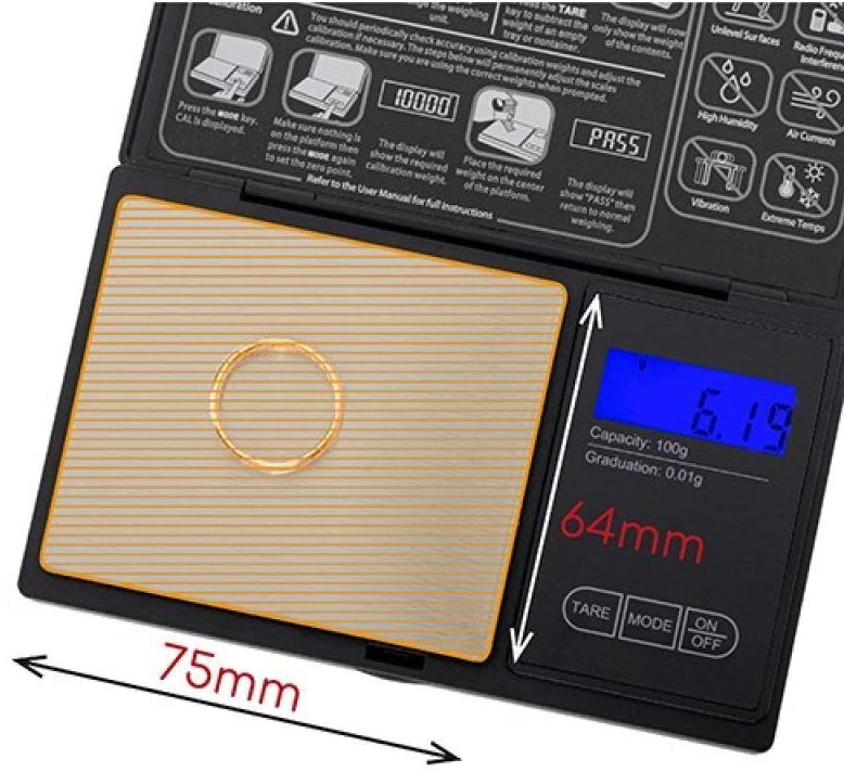 Virtuvinės svarstyklės Adler | Tikslioji skalė | AD 3176 | Maksimalus svoris (talpa) 0,1kg | Juodas
