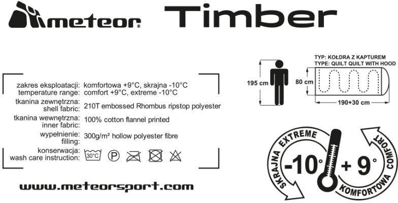 Meteor medvilninis miegmaišis Timber