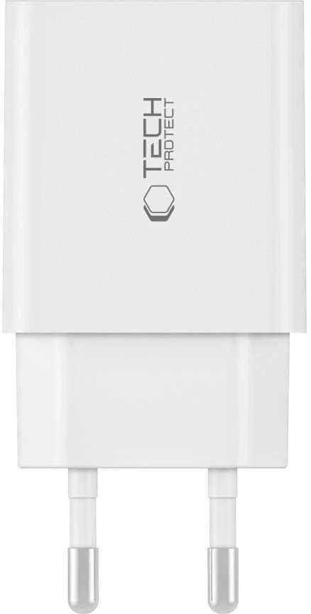 Laidinis įkroviklis 30W PD USB-C + QC3.0 USB Tech-Protect NC30W baltos spalvos