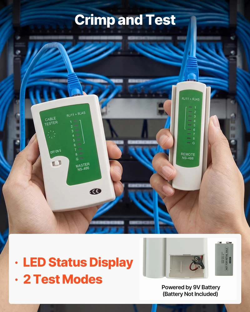 Tinklo kabelių užspaudimo replių rinkinys VEVOR HT-6088, RJ45/RJ11/RJ12