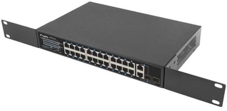 Šakotuvas LANBERG Switch Rack 19 colių RSFE-24P-2C-250 24x 100Mb PoE+ 2x Combo Gigabit 250W