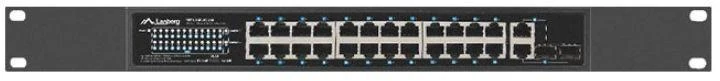 Šakotuvas LANBERG Switch Rack 19 colių RSFE-24P-2C-250 24x 100Mb PoE+ 2x Combo Gigabit 250W