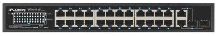 Šakotuvas LANBERG Switch Rack 19 colių RSFE-24P-2C-250 24x 100Mb PoE+ 2x Combo Gigabit 250W