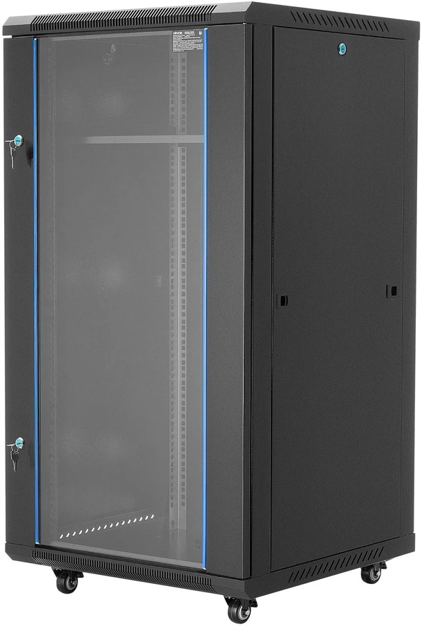 VEVOR 22U tinklo spinta su stiklo durimis 600 mm