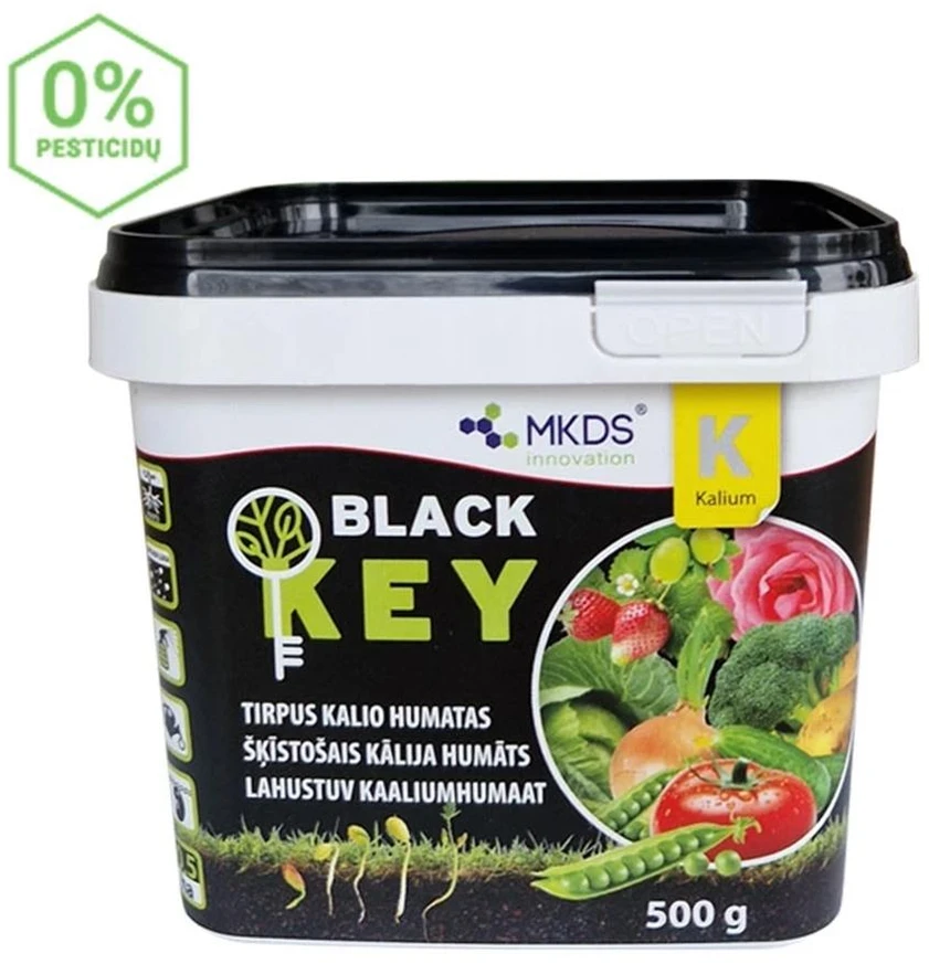 Tirpus kalio humatas Juodas KEY, 500g