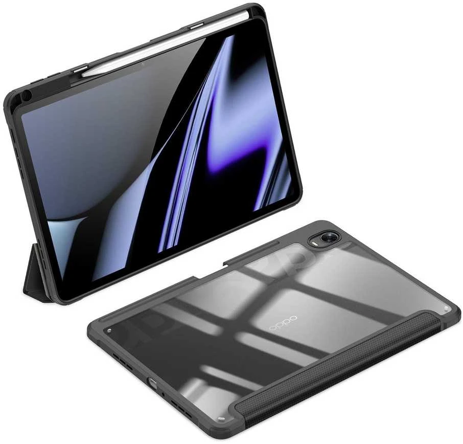 Dux Ducis Toby Armored Flip Smart Oppo Pad with Stylus Holder dėklas planšetiniam kompiuteriui juodos spalvos