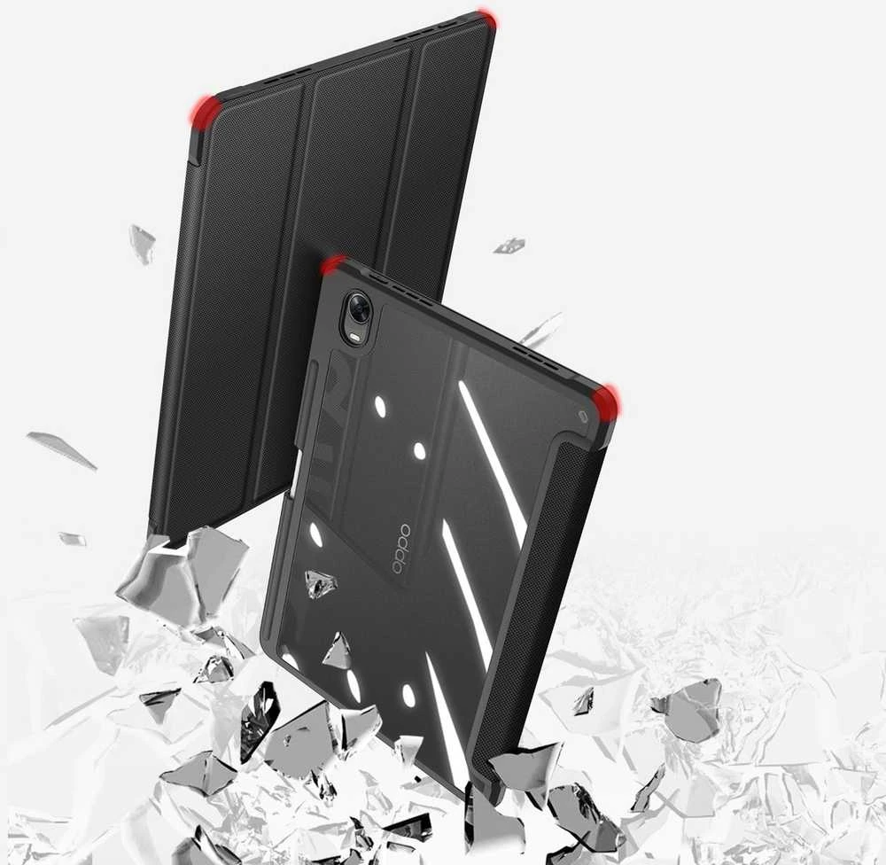 Dux Ducis Toby Armored Flip Smart Oppo Pad with Stylus Holder dėklas planšetiniam kompiuteriui juodos spalvos