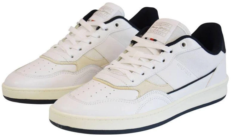 Tommy Hilfiger Retro Court Mix Cupsole Vyriški batai Balti - FM0FM04006 YBR