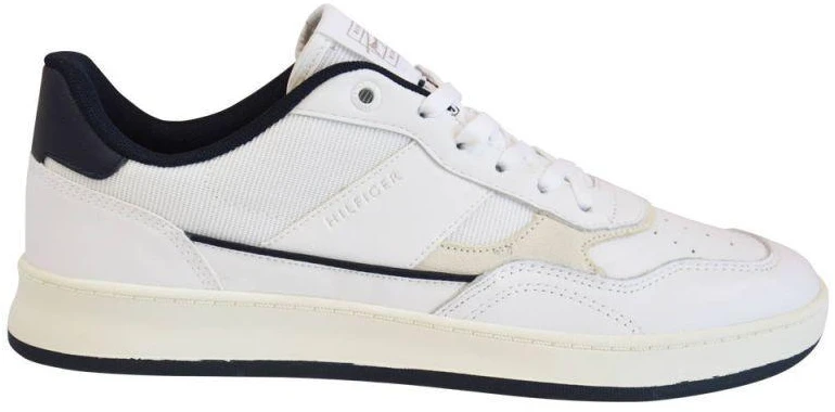 Tommy Hilfiger Retro Court Mix Cupsole Vyriški batai Balti - FM0FM04006 YBR