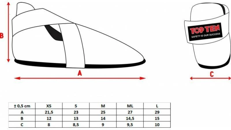 TOP TEN OSTT-PU "SUPERLIGHT PRISM" Pėdos apsaugos (WAKO PATVIRTINTOS)