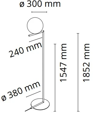 Toršeras IC LIGHTS F2, E27, chromo sp. korpusu/baltas gaubtas, dimeriuojamas, 185cm