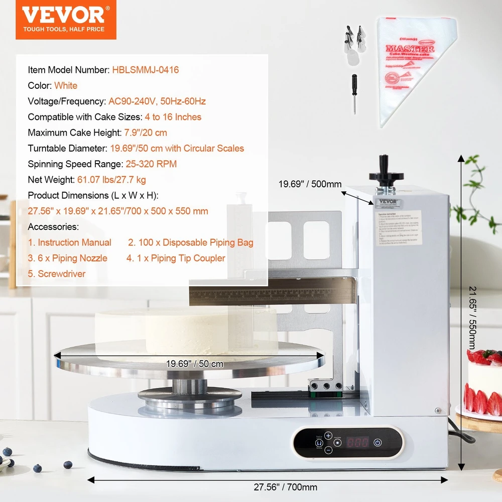 VEVOR Torto dekoravimo įrenginys 10-40 cm pyragams