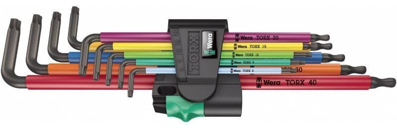 Wera L-formos raktų rinkinys, daugiaspalvis XL TORX varžtams, ilgoji versija 967/9 TX XL