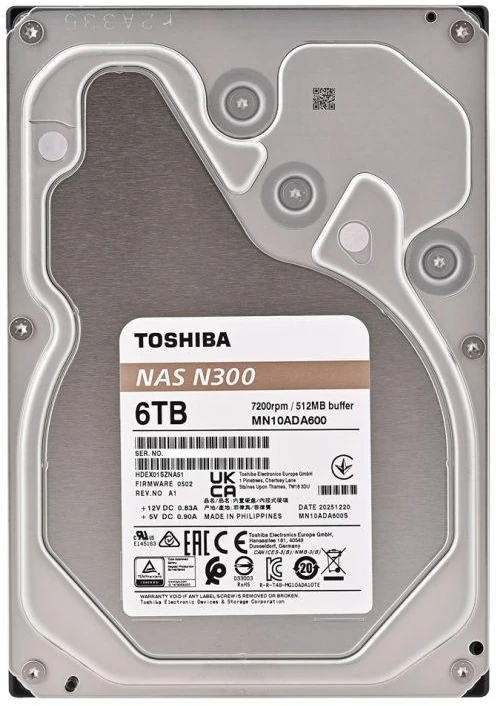 TOSHIBA N300 NAS kietasis diskas 6 TB SATA 3,5 colio 7200 aps./min. 256 MB masinis