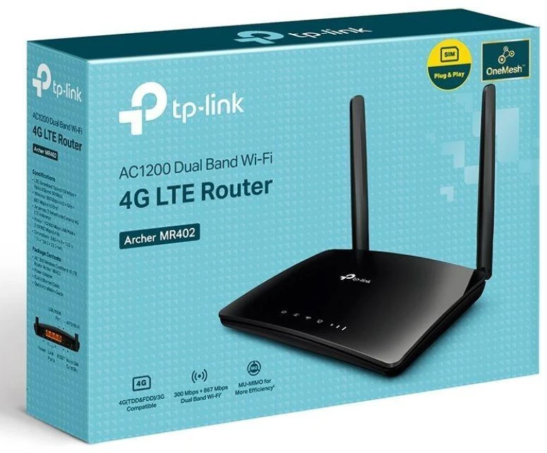 Ausinės TP-LINK Archer MR402 AC1200 belaidis dviejų dažnių 4G LTE maršrutizatorius