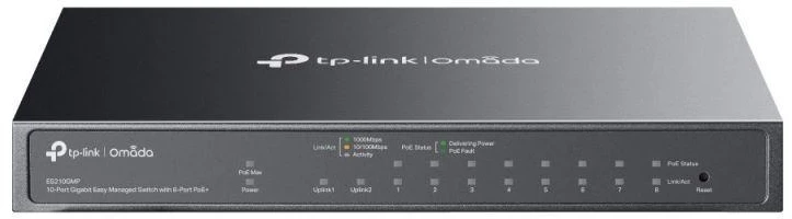 TP-LINK ES210GMP Omada 10 prievadų gigabitinis lengvai valdomas komutatorius su 8 PoE+ prievadais