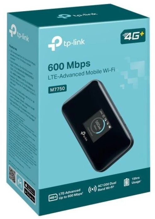 Maršrutizatorius TP-LINK | 600 Mbps LTE-Advanced mobilusis „Wi-Fi“ | M7750 | 802.11ac | Tinklo palaikymas: Ne | MU-MiMO: Ne | 4G | Antenos tipas: Vidinė