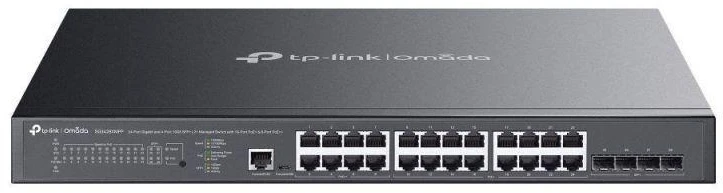Ausinės TP-Link Omada SG3428XMPP tinklo jungiklis, valdomas L2+ Gigabit Ethernet (10/100/1000), PoE palaikymas, 1U, juodas