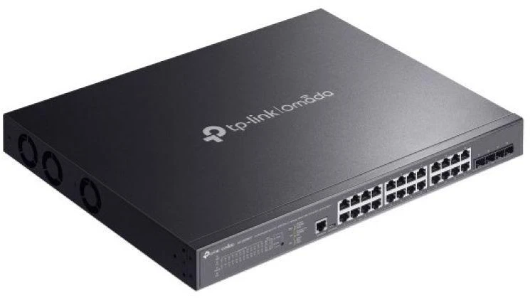 Ausinės TP-Link Omada SG3428XMPP tinklo jungiklis, valdomas L2+ Gigabit Ethernet (10/100/1000), PoE palaikymas, 1U, juodas
