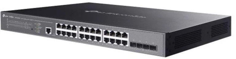Ausinės TP-Link Omada SG3428XMPP tinklo jungiklis, valdomas L2+ Gigabit Ethernet (10/100/1000), PoE palaikymas, 1U, juodas