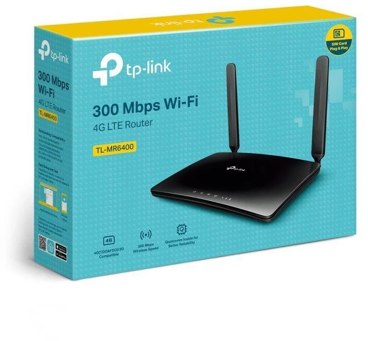 Ausinės TP-LINK TL-MR6400 Bevielis maršrutizatorius (Juodas)