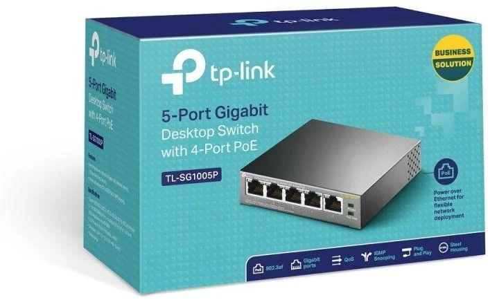 Šakotuvas TP-Link TL-SG1005P Ne-valdomas Gigabit Ethernet (10/100/1000) Maitinimas per Eternetą (PoE) Juoda