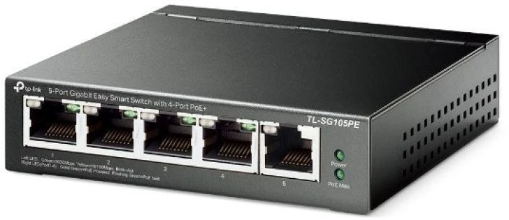 Ausinės TP-Link TL-SG105PE valdomas L2 gigabitinis eterneto komutatorius (10/100/1000), palaikantis PoE, juodas
