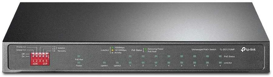 Šakotuvas TP-LINK | 10 prievadų Gigabit Easy Smart Switch su 8 prievadų PoE+ | TL-SG1210MP | Nevaldomas | Darbalaukis | Maitinimo tipas Išorinis | 60 mėn.