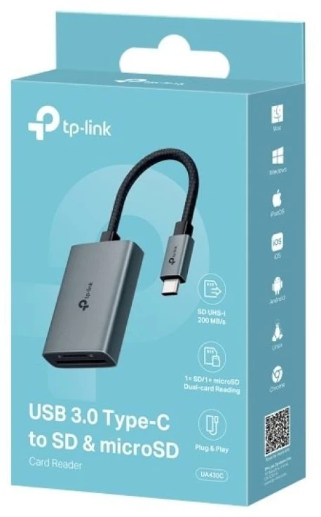 TP-LINK UA430C atminties kortelių skaitytuvas, USB-C