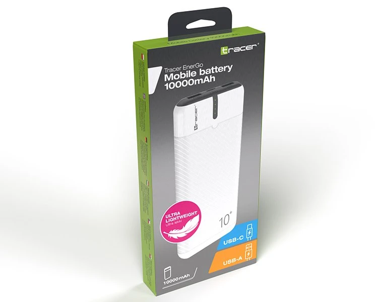 Tracer EnerGo 10000mAh baltai-juodas