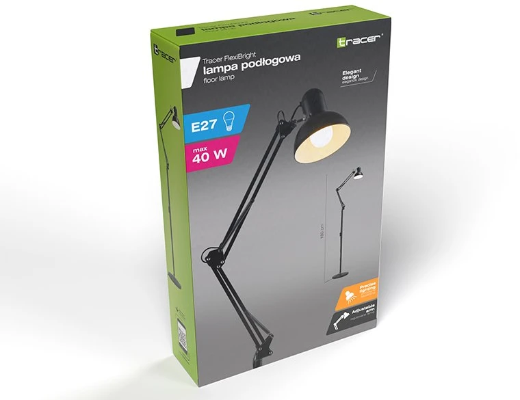 Tracer FlexiBright grindų šviestuvas, juodas