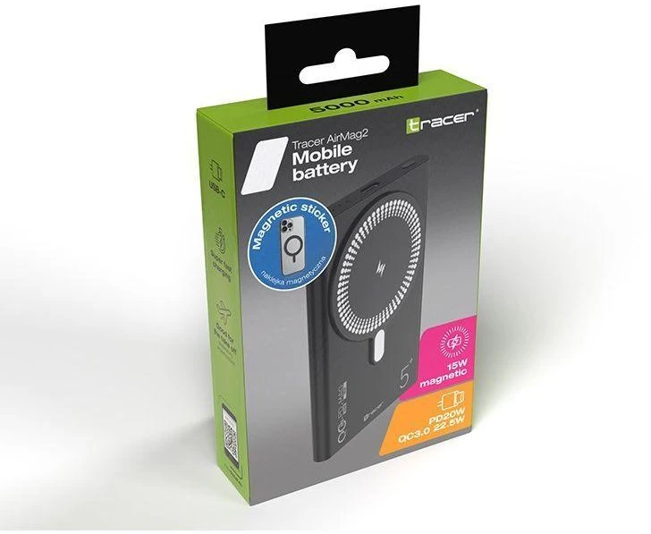 Tracer AirMag2 Lithium Polymer (LiPo) 5000 mAh Wireless charging Juodas