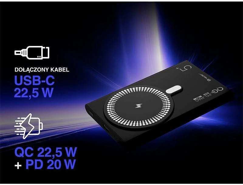 TRACER išorinė baterija AIRMAG2 5000mAh PD20W+15W MAG