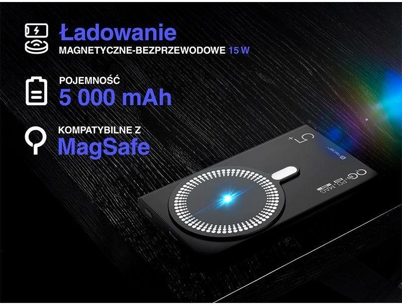 Tracer AirMag2 Lithium Polymer (LiPo) 5000 mAh Wireless charging Juodas
