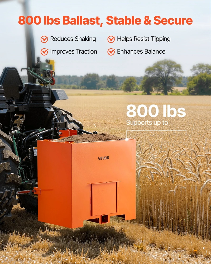 VEVOR Traktoriaus balastinė dėžė, 3 taškų, 363 kg, oranžinė
