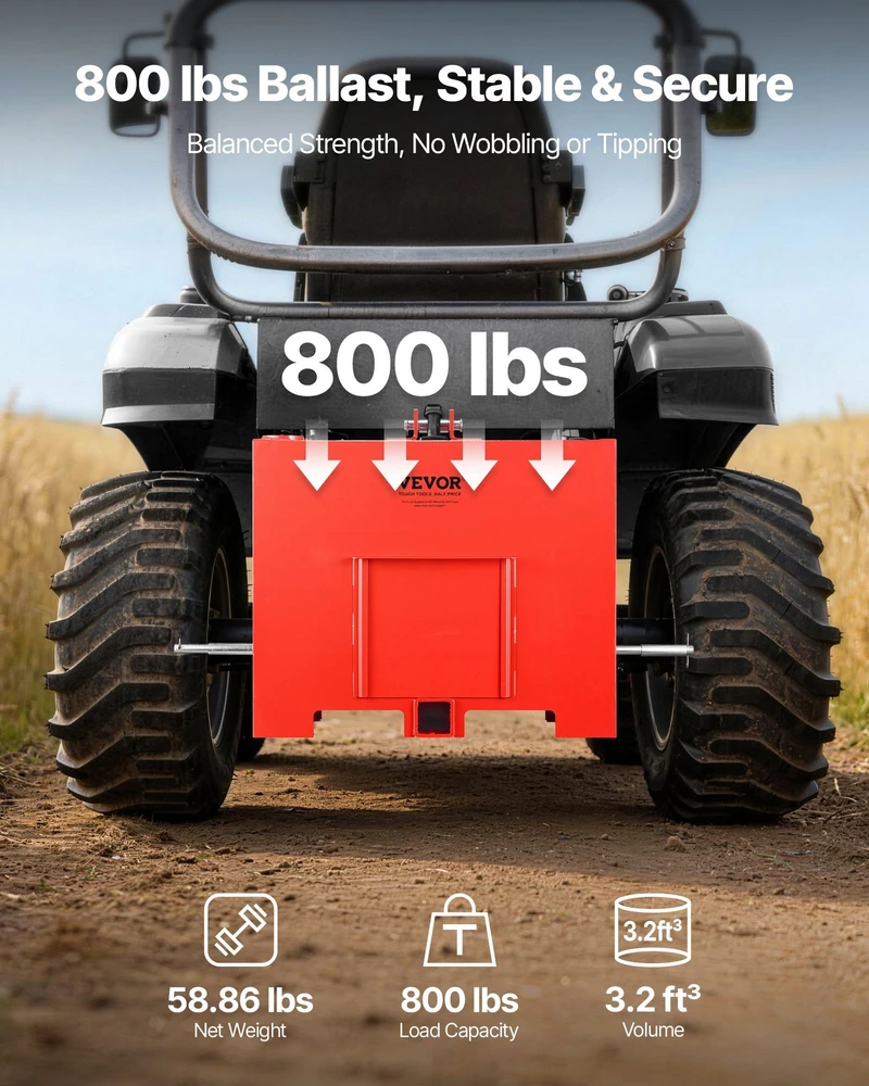 Vevor Traktoriaus balasto dėžė, 3 taškų 1 kat. prikabinimas, 362.87 kg, raudona atsvaro dėžė, sunkio dėžė, balastinis svoris